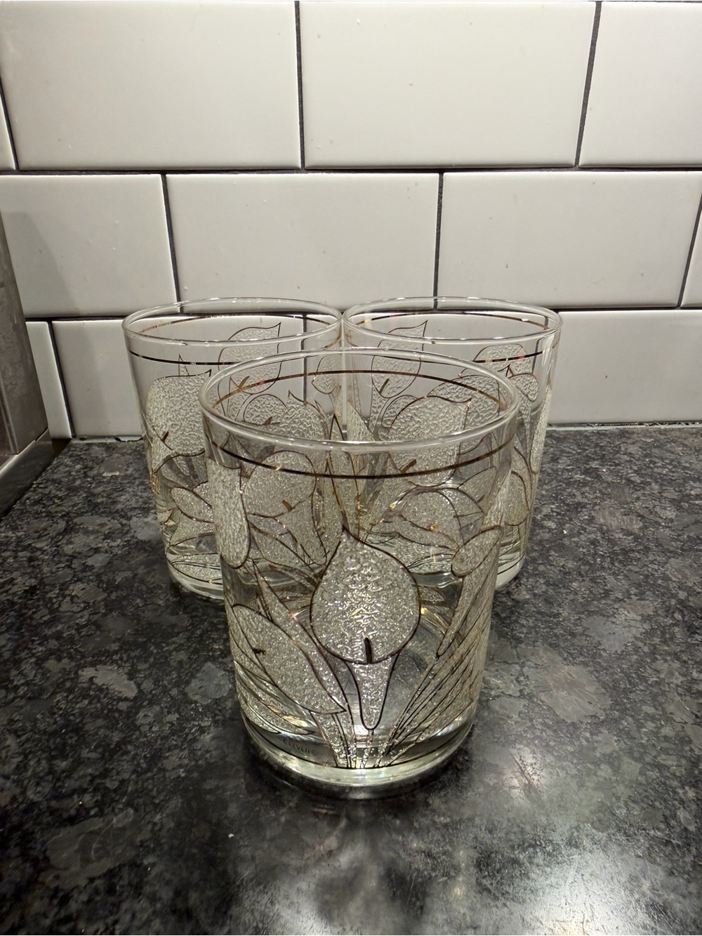 Vintage Culver’s Ice flower Calla lily double old fashioned glasses (Set of 3)